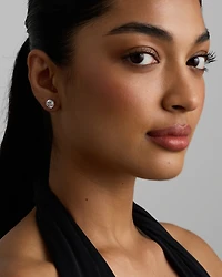 Boucles d'Oreilles Clous en Zircon Cubique Rond Brillant de 9,5 mm en Argent Sterling