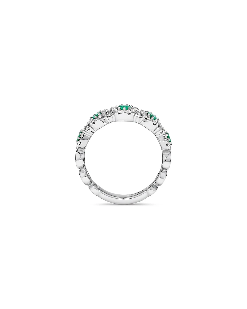 Bubble Ring with Emerald & 0.50 Carat TW of Diamonds in 14kt White Gold