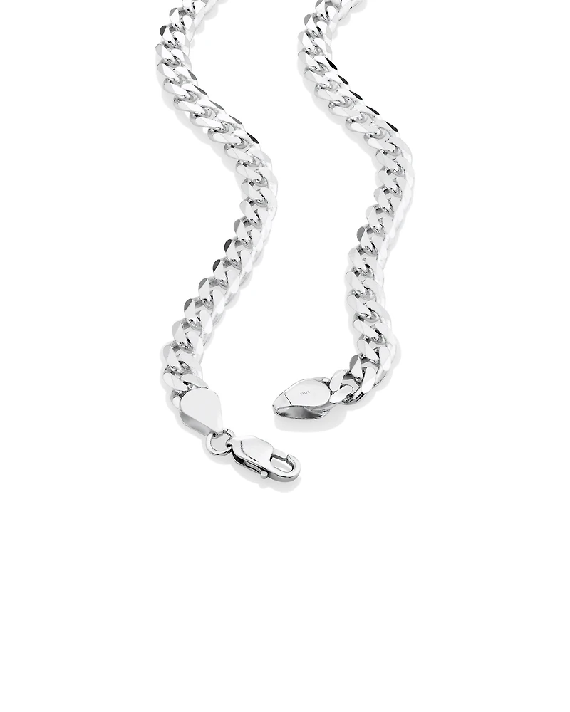 Chaîne à maillons gourmette en argent sterling de 60 cm, largeur de 7,2 mm