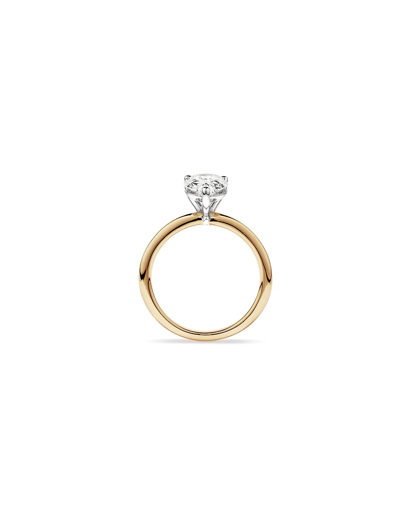 Bague de fiançailles solitaire en diamant taillée laboratoire 2 carats TW or jaune et blanc 14