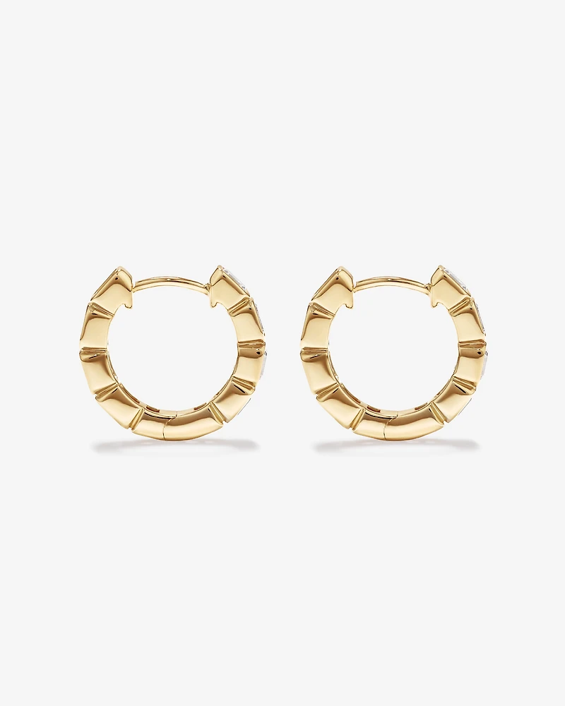 0.40 Carat TW of Laboratory-Grown Emerald Cut Diamond Huggie Earrings in 10kt Yellow Gold