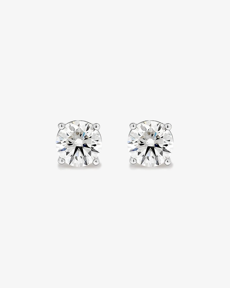 Boucles d’oreilles solitaires en diamants canadiens TW de 1,00 carat en or blanc 18 carats