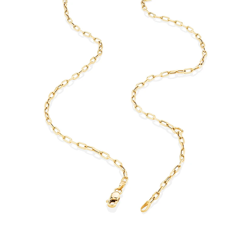45cm (18”) 2mm-2.5mm Width Hollow Paperclip Chain in 10kt Yellow Gold
