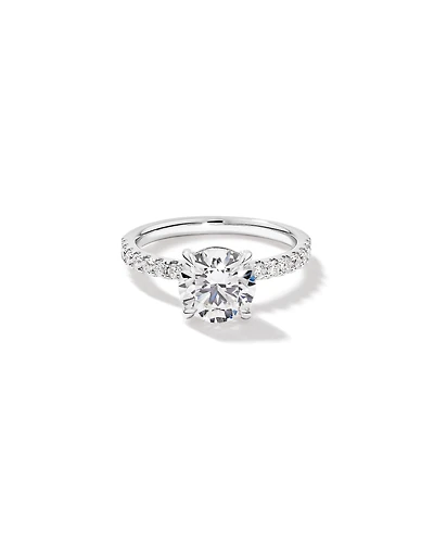 Bague de fiançailles en or blanc 14 carats, sertie d'un diamant rond brillant de 2,31 carats, taille brillant, cultivé en laboratoire, accent latéral
