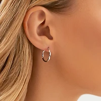 15mm Square Twist Hoop Earrings 10kt White Gold