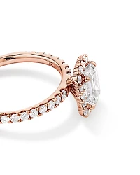 1.78 Carat TW Emerald Cut Laboratory-Grown Diamond Halo Engagement Ring in 14kt Rose Gold