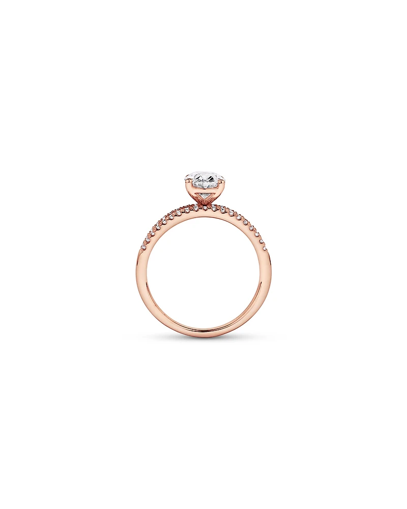 2.21 Carat TW Oval and Baguette Laboratory-Grown Side Accent Diamond Ring 14kt Rose Gold