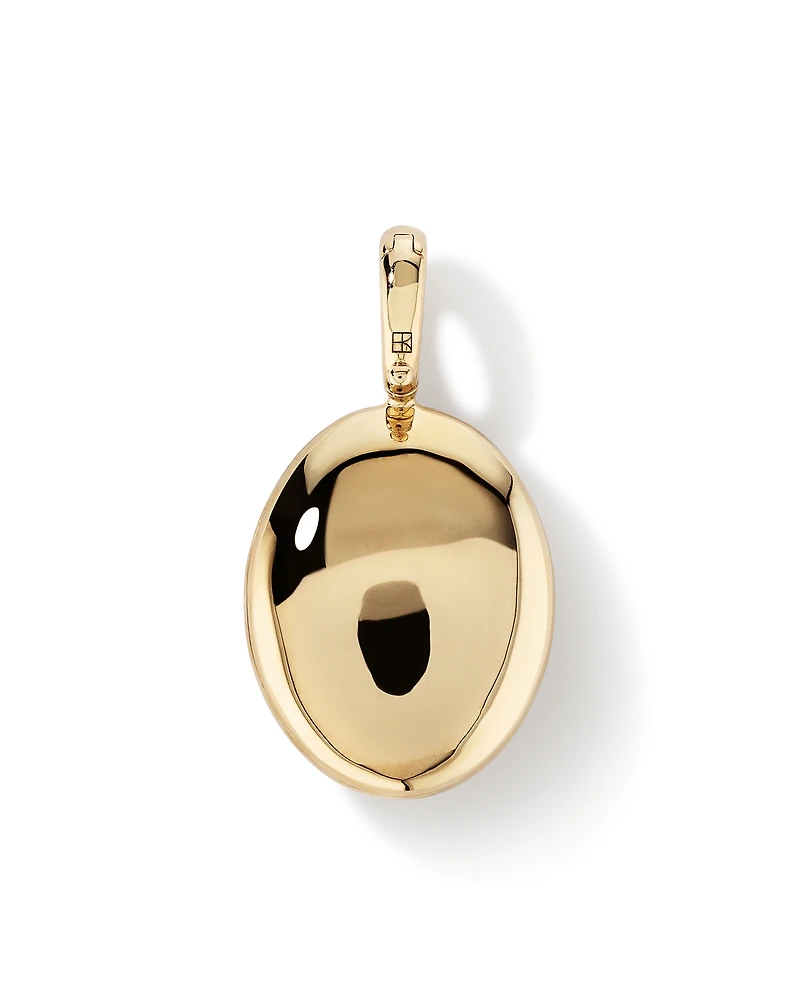 Blue Created Sapphire Gemstone and Diamond Halo Filigree Oval Enhancer Pendant in 10kt Yellow Gold