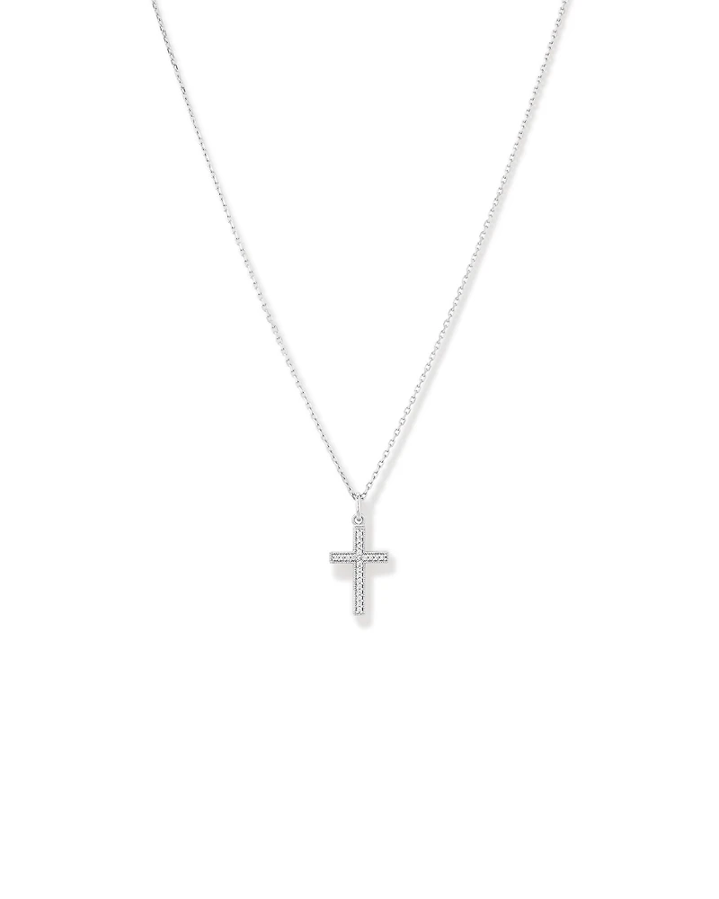 Cubic Zirconia Cross Pendant Necklace in Sterling Silver