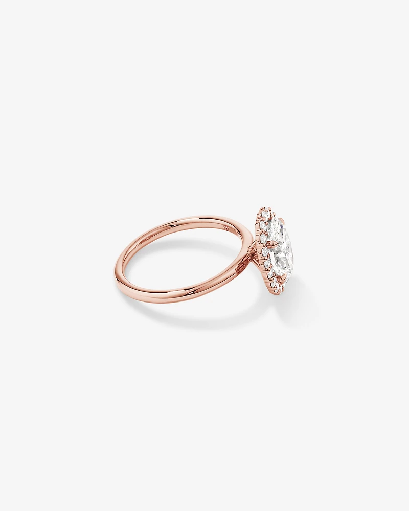 2.34 Carat TW Oval Cut Laboratory-Grown Diamond Halo Engagement Ring in 14kt Rose Gold