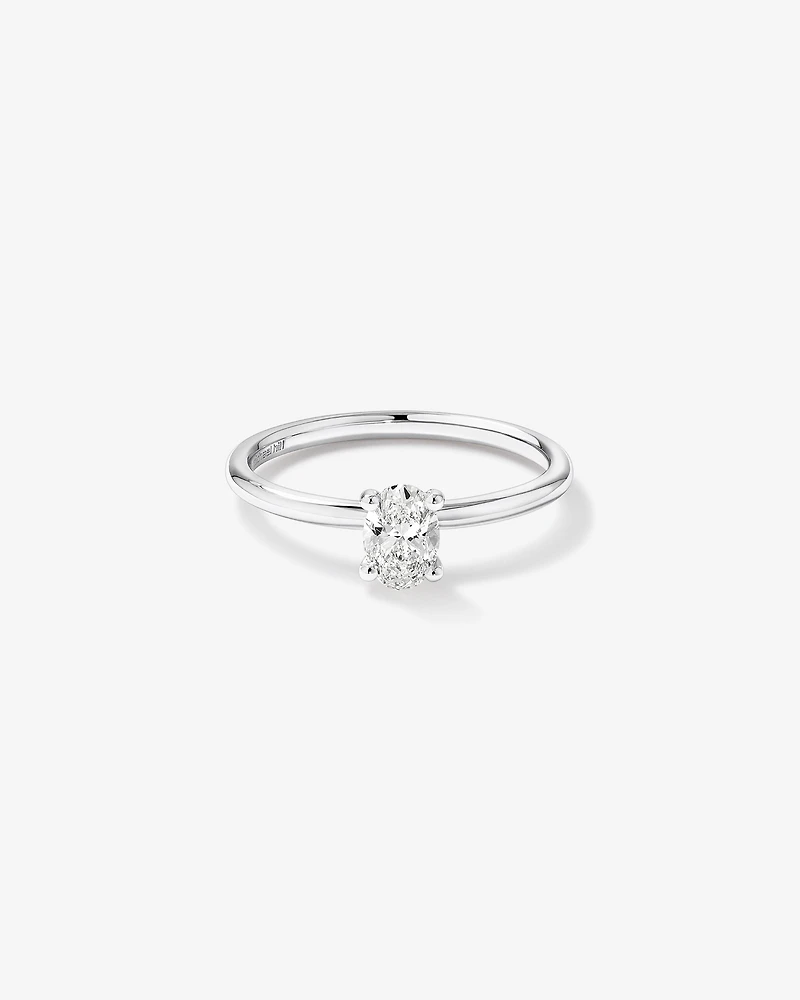 0.50 Carat TW Certified Oval Solitaire Engagement Ring in 18kt White Gold