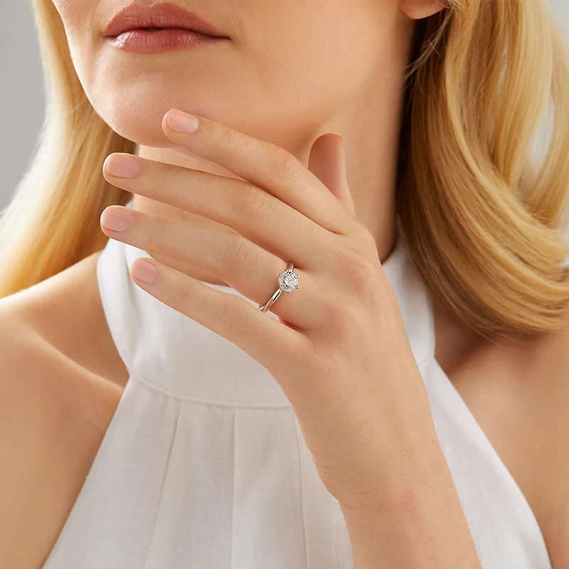 Certified Solitaire Engagement Ring with a 1.50 Carat TW Diamond in 18kt White Gold