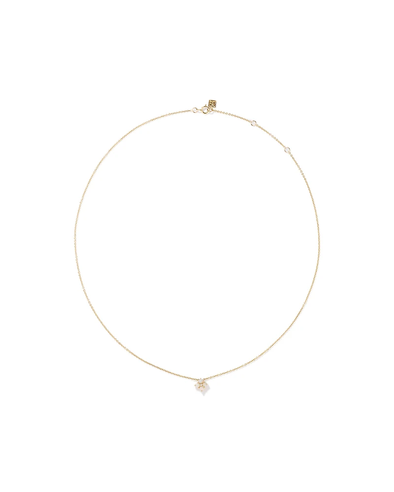 Australian Opal & Diamond Accent Necklace in 10kt Yellow Gold