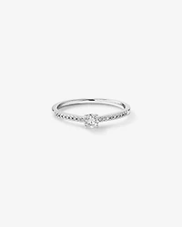 Bague de Fiançailles avec Accent Latéral en Diamant Rond Brillant 0,25 Carat TW en Or Blanc 14 kt