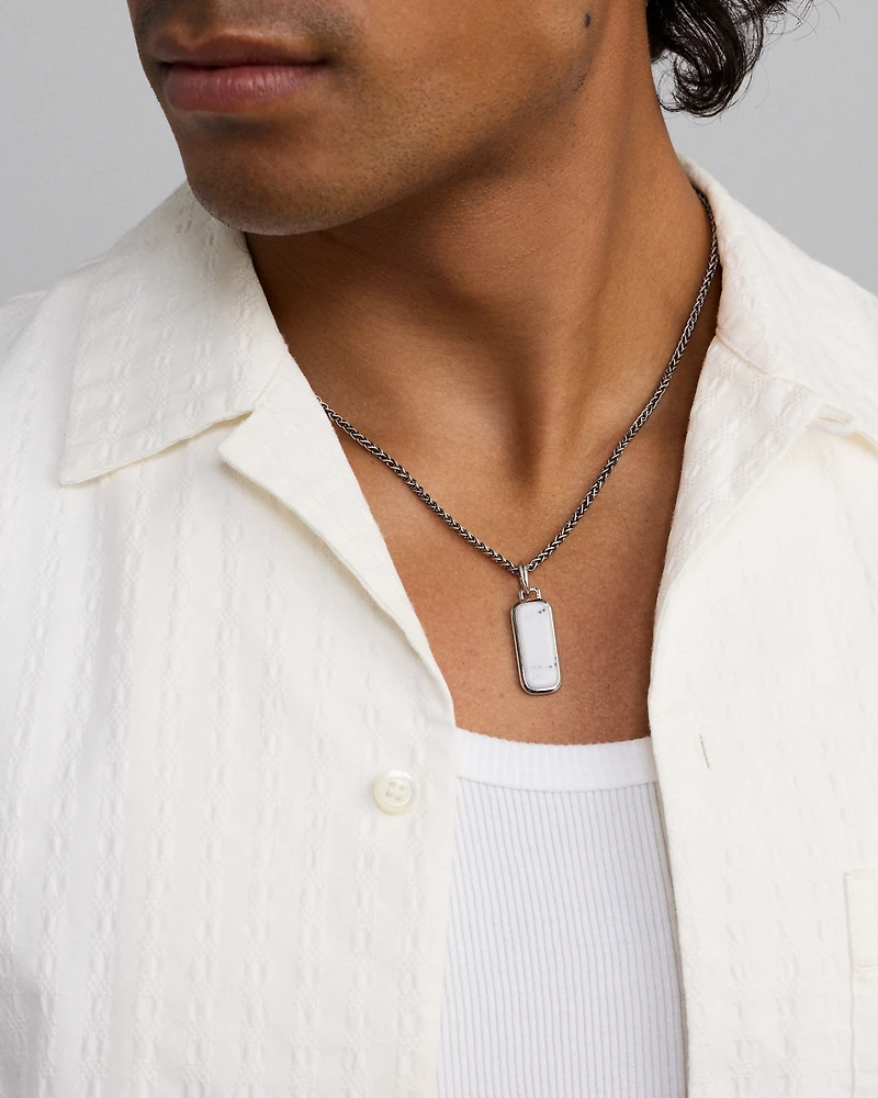 Howlite Oblong Pendant in Sterling Silver