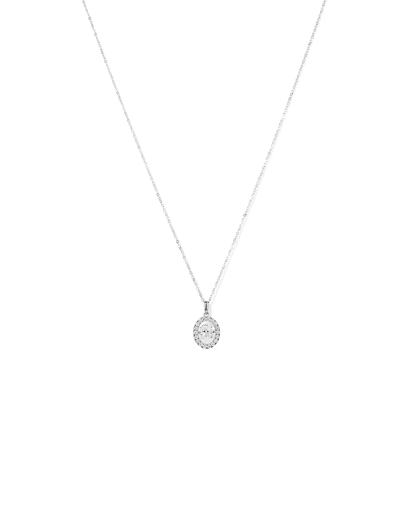 Lume Lab Oval Pendant with 1.00 Carat TW of Laboratory-Grown Diamond in 10kt White Gold