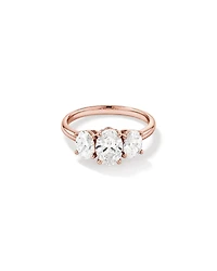 2 Carat Three Stone Oval Laboratory-Grown Diamond Engagement Ring In 14kt Rose Gold