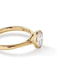 Bague de fiançailles 1,25 carat TW sertie ronde brillante en diamant solitaire cultivé laboratoire or jaune 14 carats