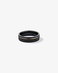 Bague de mariage à motifs de 6 mm en titane noir et or jaune 10KT