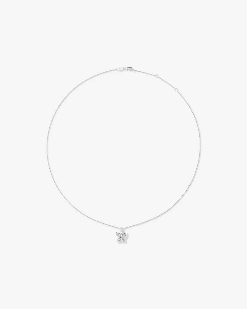 Cubic Zirconia Butterfly Pendant Necklace in Sterling Silver