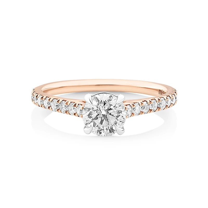 Engagement Ring with 1 1/4 Carat TW of Diamonds in 14kt Rose/White Gold