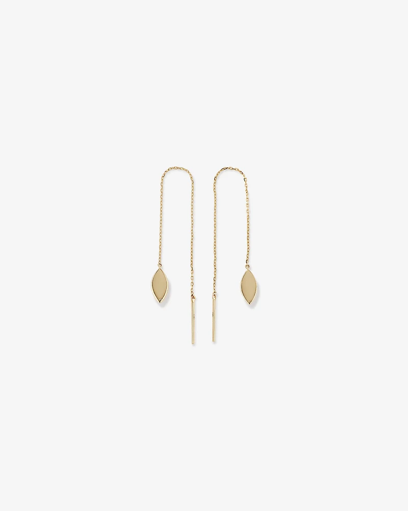 Marquise Disc Threader Earrings in 10kt Yellow Gold