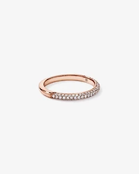 Alliance en or rose 14 carats sertie de diamants taille brillant rond pavé (poids total 0,40 carat)