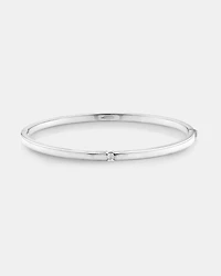 Diamond Accent Oval Bangle in 10kt White Gold