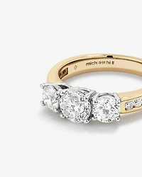 Bague de fiançailles à trois pierres en diamant taille brillant rond de 2,00 carat en or jaune et blanc 14 carats