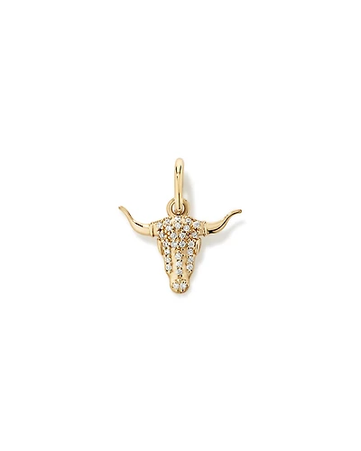 Bull Head Pendant in 18kt Vermeil with Cubic Zirconia