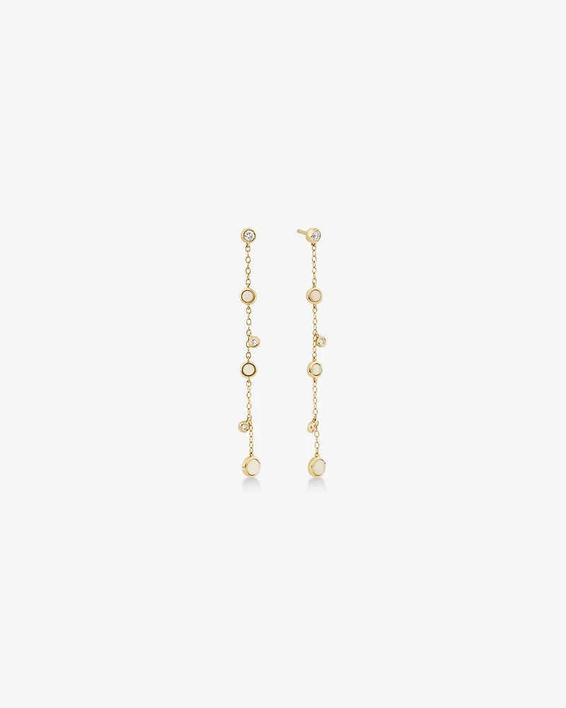 Drop Earrings with Opal & 0.15 Carat TW of Diamonds in 10kt Yellow Gold