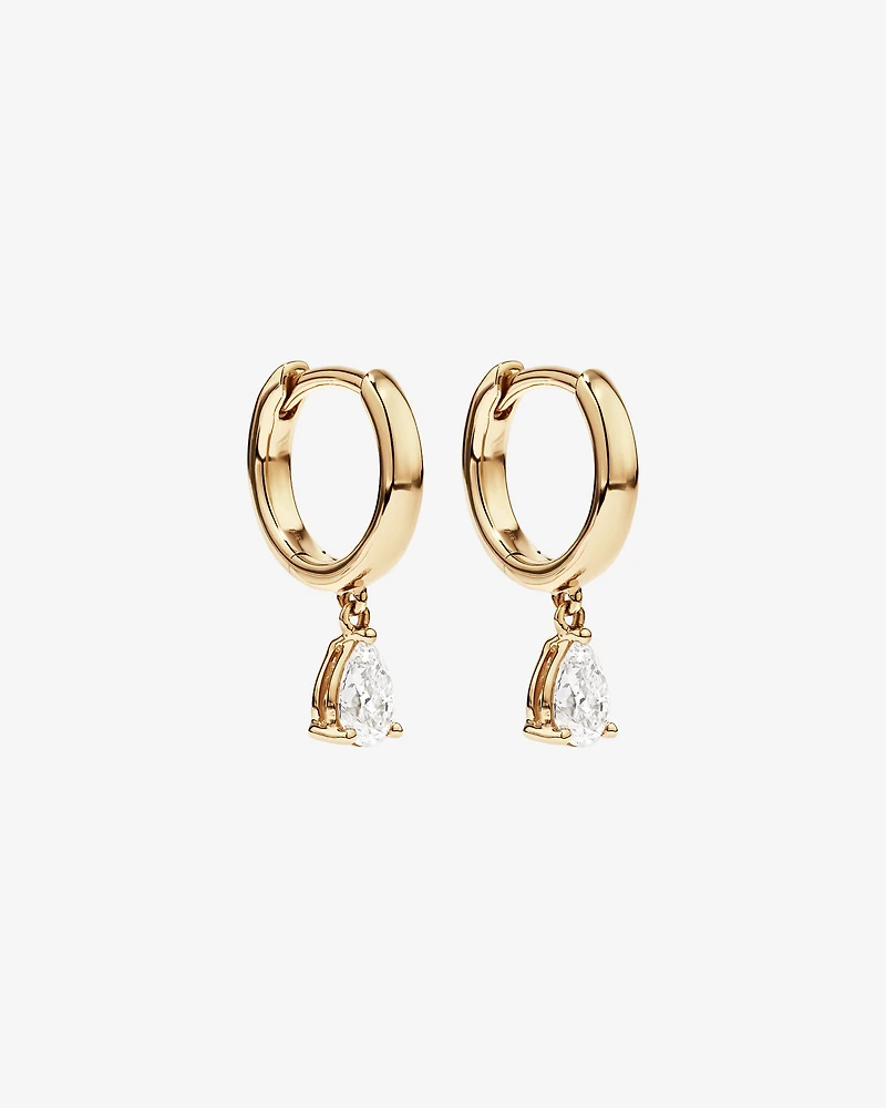 0.50 Carat TW Pear Cut Laboratory-Grown Diamond Drop Sleeper Earrings in 10kt Yellow Gold