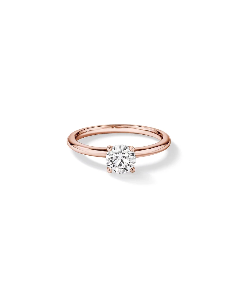Bague de fiançailles solitaire ronde en diamant brillant de laboratoire TW de 0,70 carat en or rose 14 carats