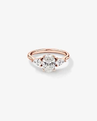 1.65 Carat TW Three Stone Oval and Pear Shaped Laboratory-Grown Diamond Engagement Ring in 14kt Rose Gold