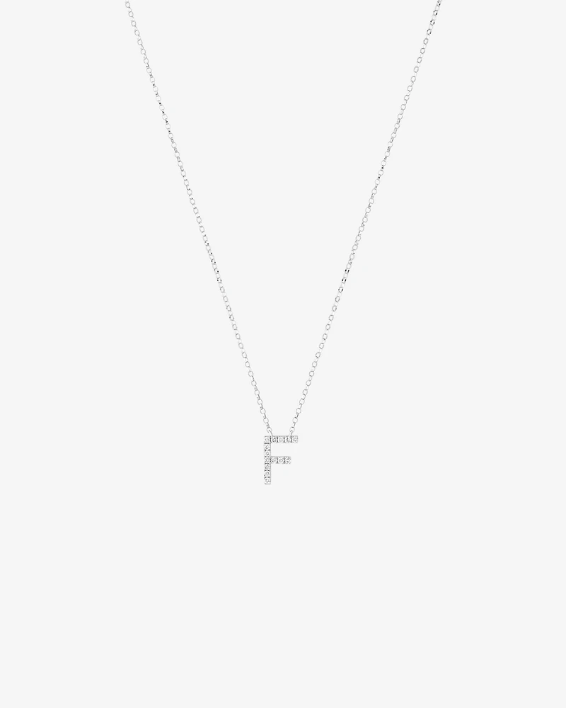 F Initial Necklace with 0.10 Carat TW of Diamonds in 10kt White Gold