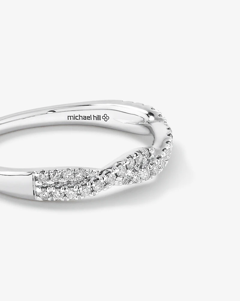 0.25 Carat TW Twist Diamond Wedding Ring in 14kt White Gold