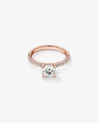 1.95 Carat TW Round Brilliant Laboratory-Grown Diamond Solitaire Side Accent Engagement Ring in 14kt Rose Gold