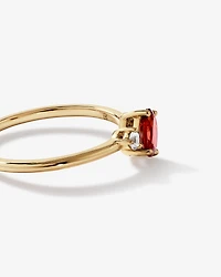 White Sapphire and Oval-Cut Garnet Toi Et Moi Ring in 10kt Yellow Gold
