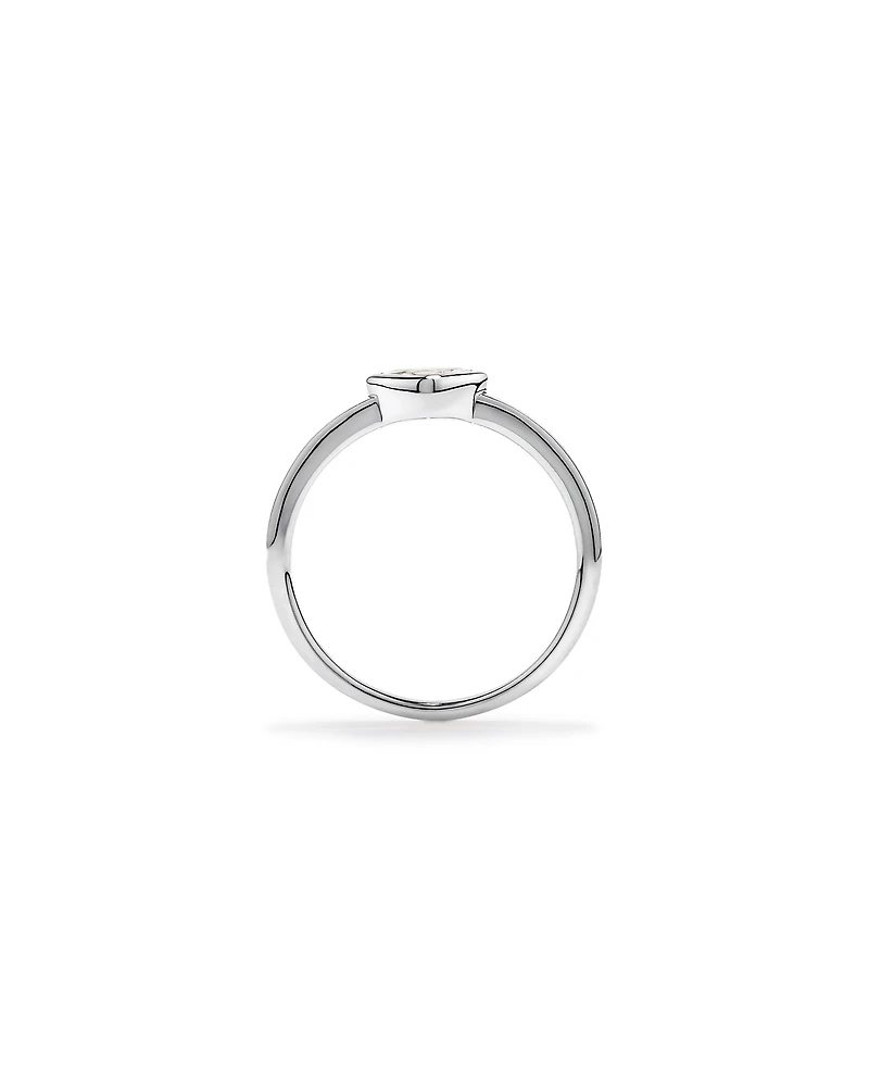 Marquise Cut White Created Sapphire East-to-West Set Bezel Ring 10kt Gold