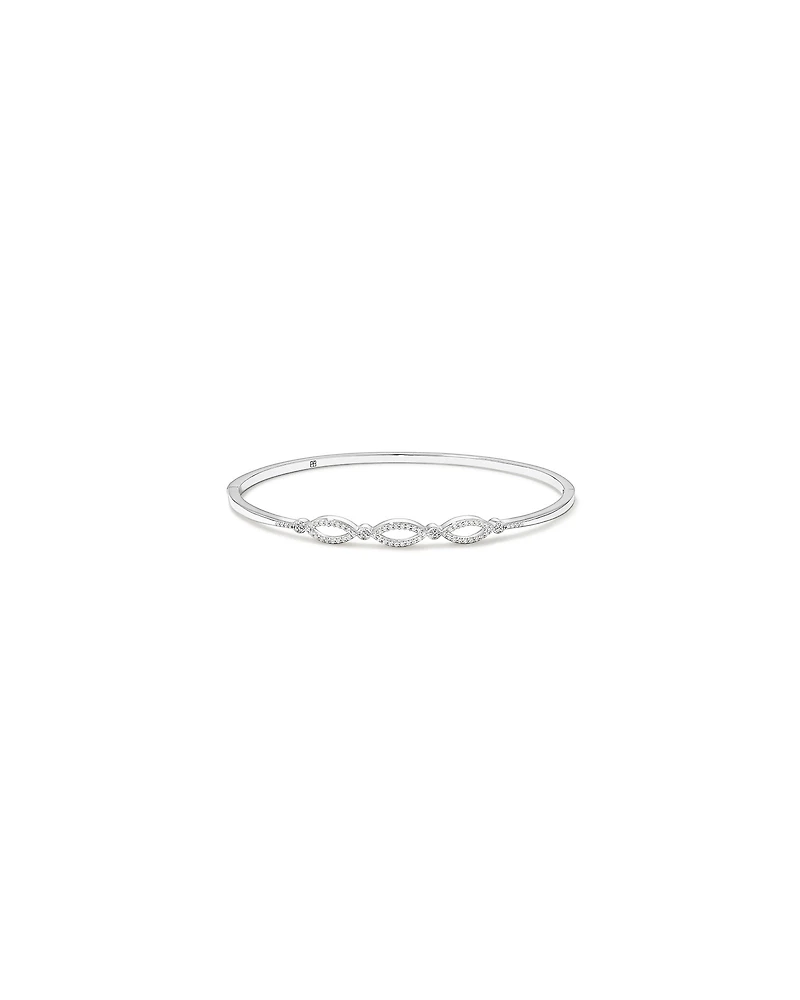 Triple Open Marquise Cubic Zirconia Bangle in Sterling Silver