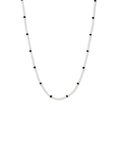 Cultured Freshwater Pearl & Onyx Necklace in Sterling Silver