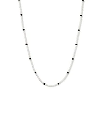 Cultured Freshwater Pearl & Onyx Necklace in Sterling Silver