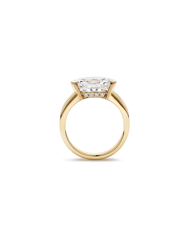 4.06 Carat TW East-West Oval Cut Laboratory-Grown Diamond Solitaire Ring in 18kt Yellow Gold