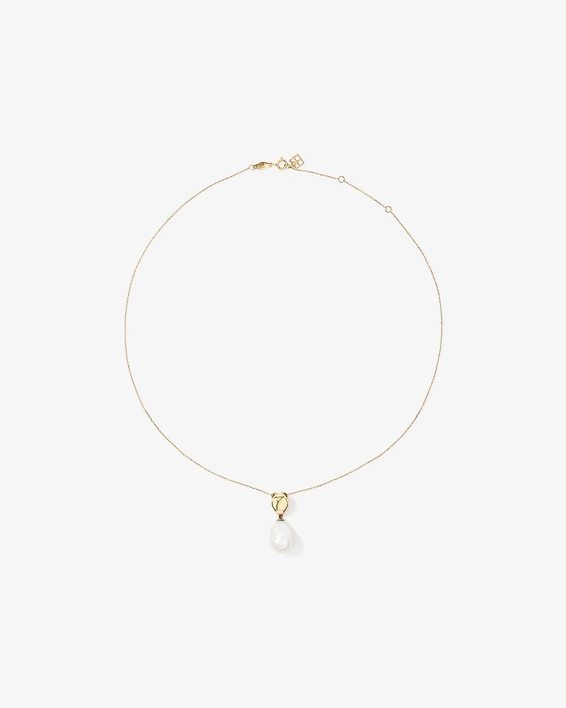 Baroque Cultured Freshwater Pearl Drop Necklace in 10kt Yellow Gold