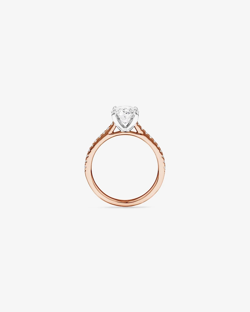 2.20 Carat TW Oval Cut Laboratory-Grown Diamond Engagement Ring 14kt Rose & White Gold
