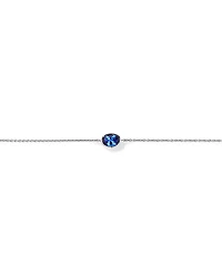 Oval Blue Created Sapphire Bezel Bracelet in 10kt White Gold