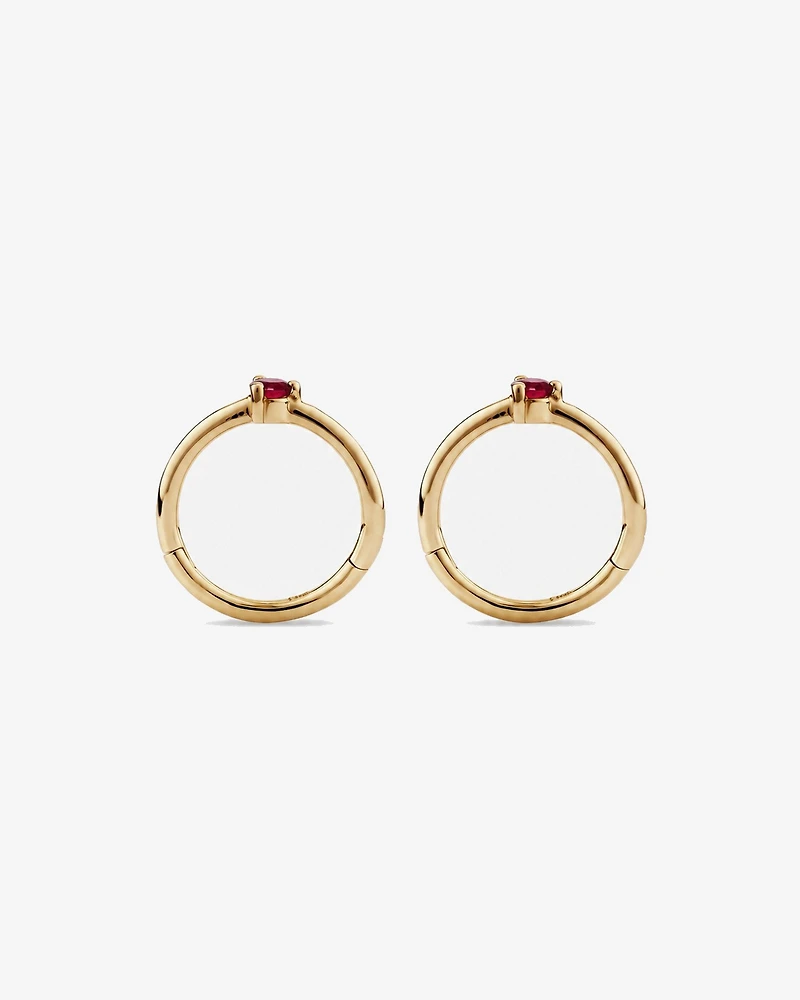 10mm Ruby Accent Sleepers in 10kt Yellow Gold