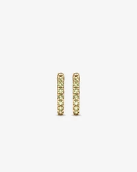 Peridot Huggie Hoop Earrings in 10kt Yellow Gold