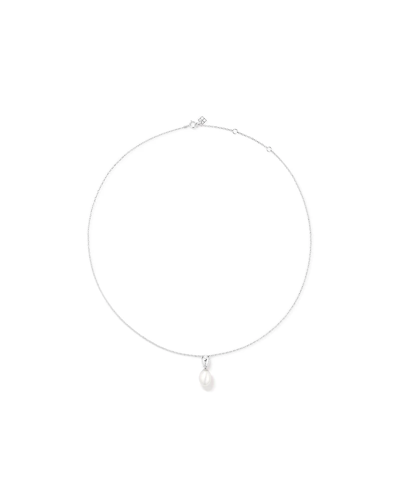 Oval Cultured Freshwater Pearl Dome Drop Stud Earrings and Pendant Necklace Set in Sterling Silver