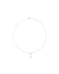 Oval Cultured Freshwater Pearl Dome Drop Stud Earrings and Pendant Necklace Set in Sterling Silver